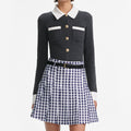 Grey Contrast Collar Cardigan