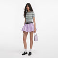 Grey Striped Crystal Trim Knit Top
