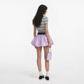 Grey Striped Crystal Trim Knit Top