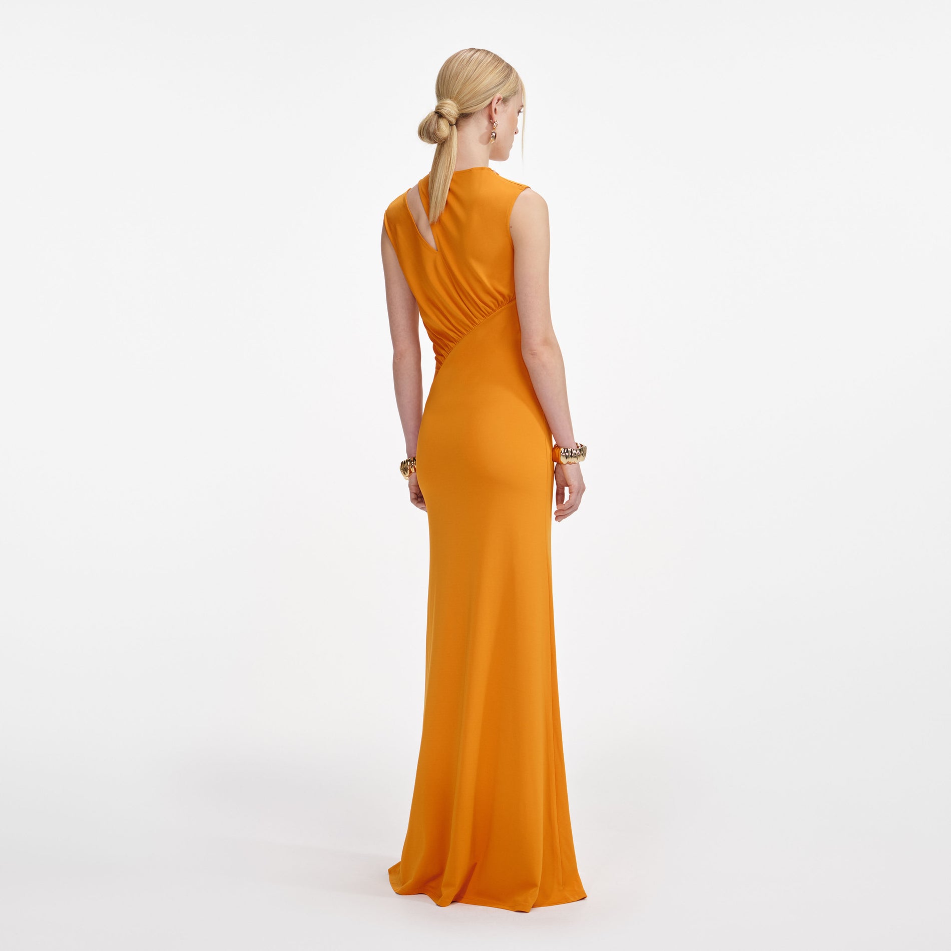 Burnt Orange Jersey Cut Out Maxi Dress