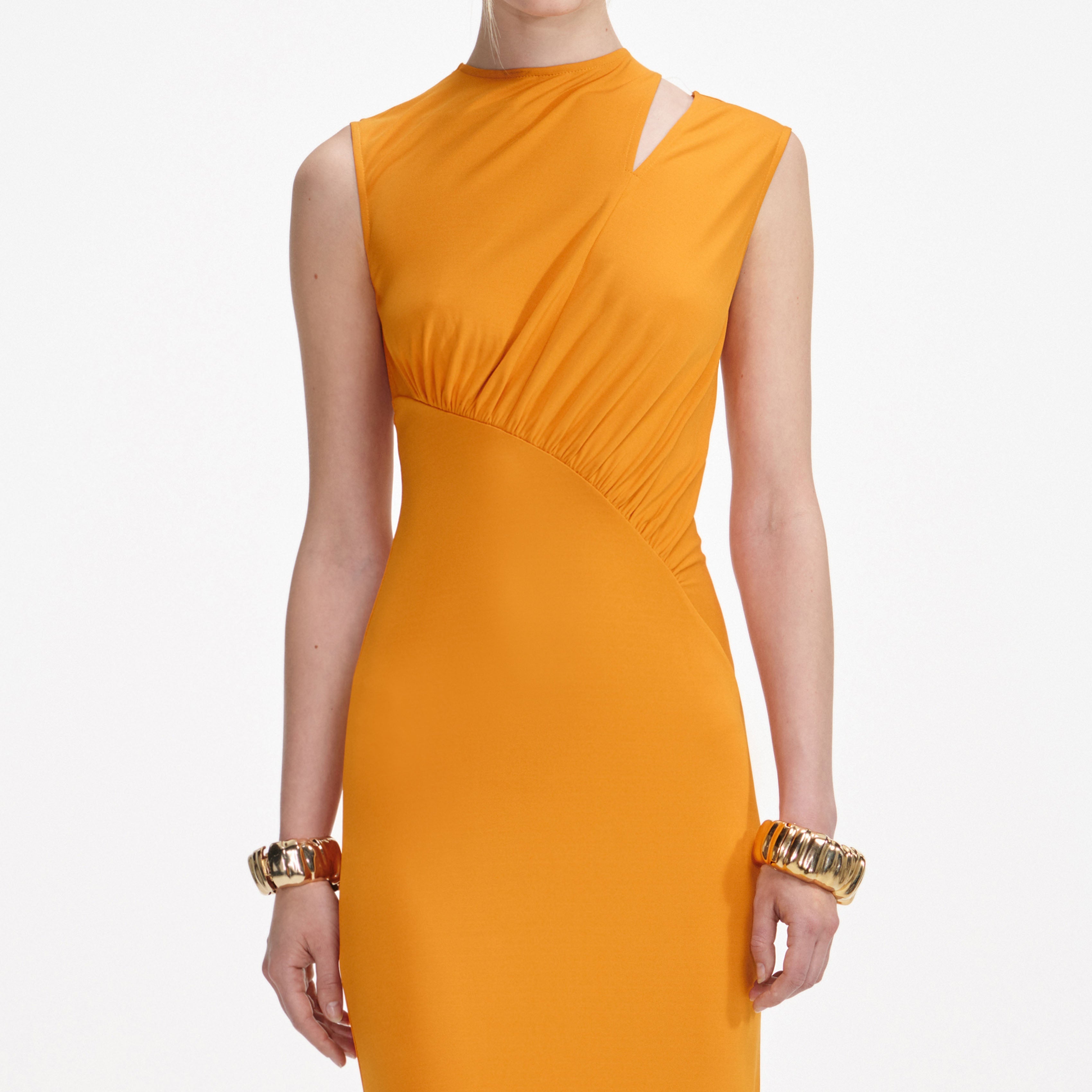 Burnt Orange Jersey Cut Out Maxi Dress