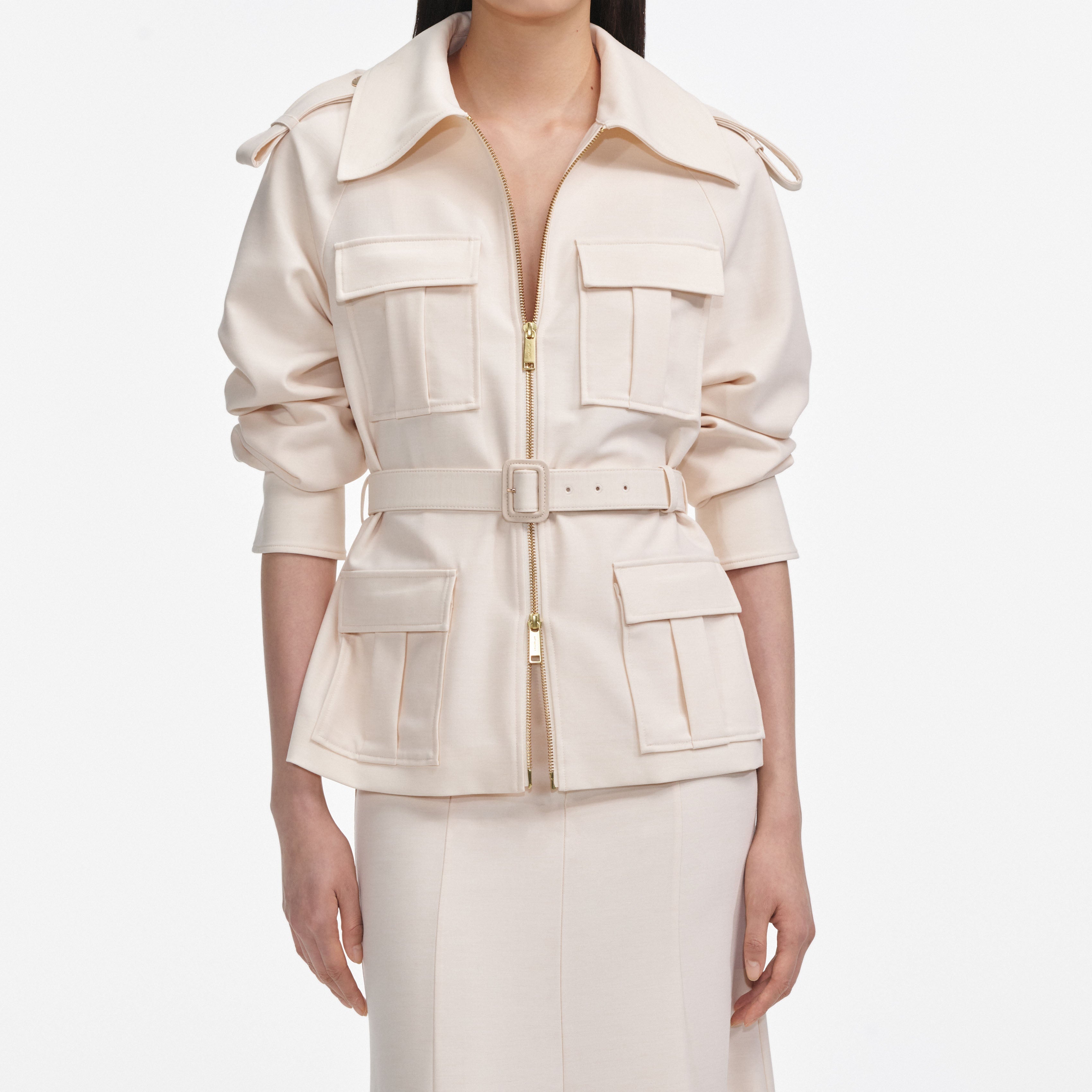 Cream Twill Midi Dress