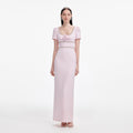 Pink Crepe Crystal Trim Maxi Dress