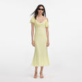 Yellow Georgette Frill Midi Dress