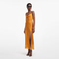 Burnt Orange Satin Midi Dress