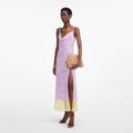 Lilac Floral Chiffon Midi Dress