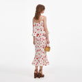 White Floral Plisse Midi Skirt