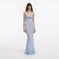 Blue Strappy Georgette Maxi Dress