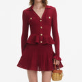Burgundy Pointelle Knit Mini Dress
