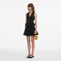 Black Pointelle Knit Mini Dress