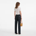 White Pointelle Collared Knit Top
