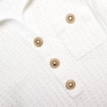 White Pointelle Collared Knit Top
