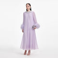 Lilac Chiffon Feather Midi Dress