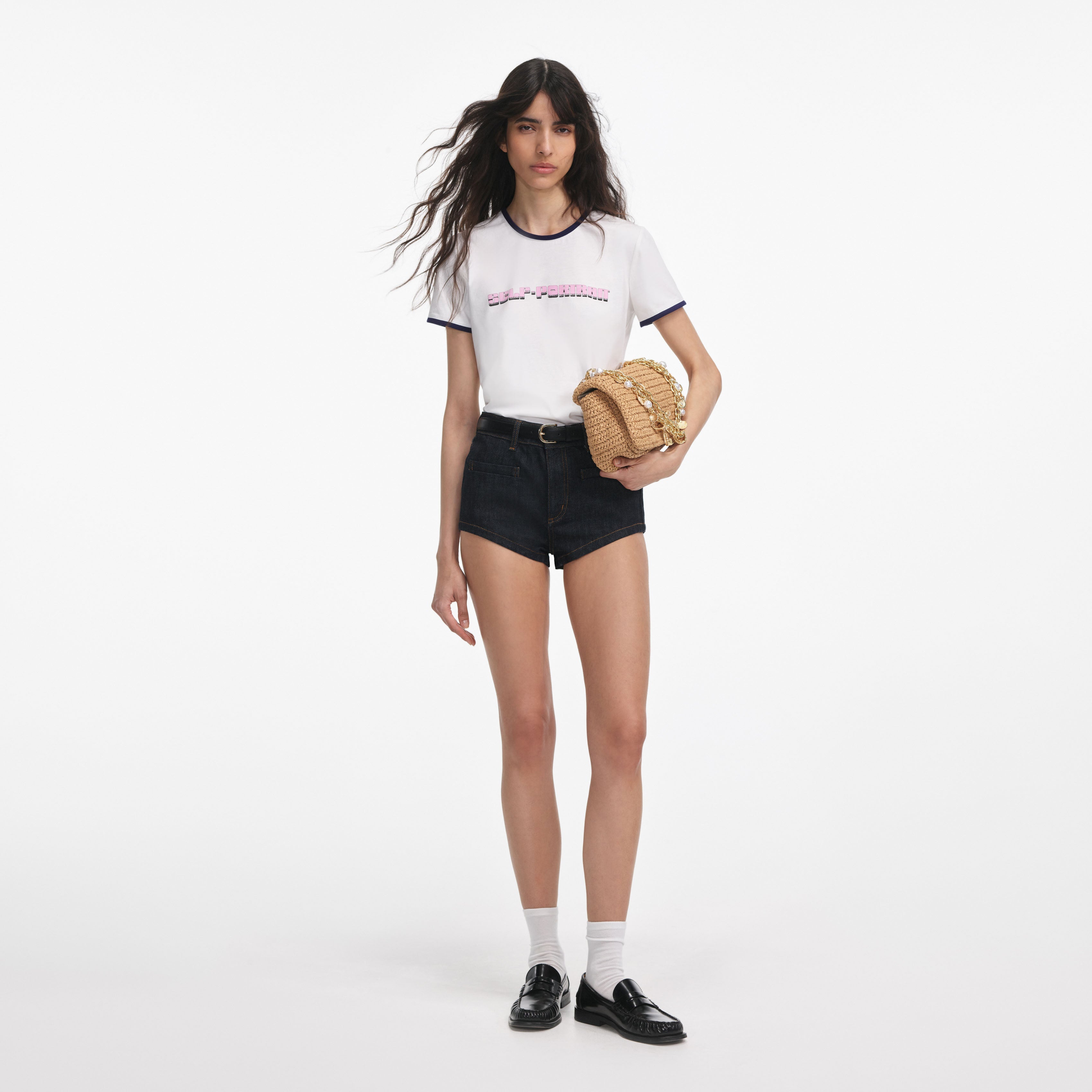 White T-Shirt With Pink SP Logo