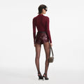 Burgundy Viscose Knit Bodysuit