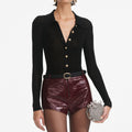 Burgundy Leather Shorts