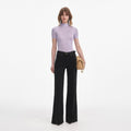 Lilac Viscose Knit Short Sleeve Top