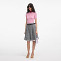 Pink Viscose Knit Short Sleeve Top