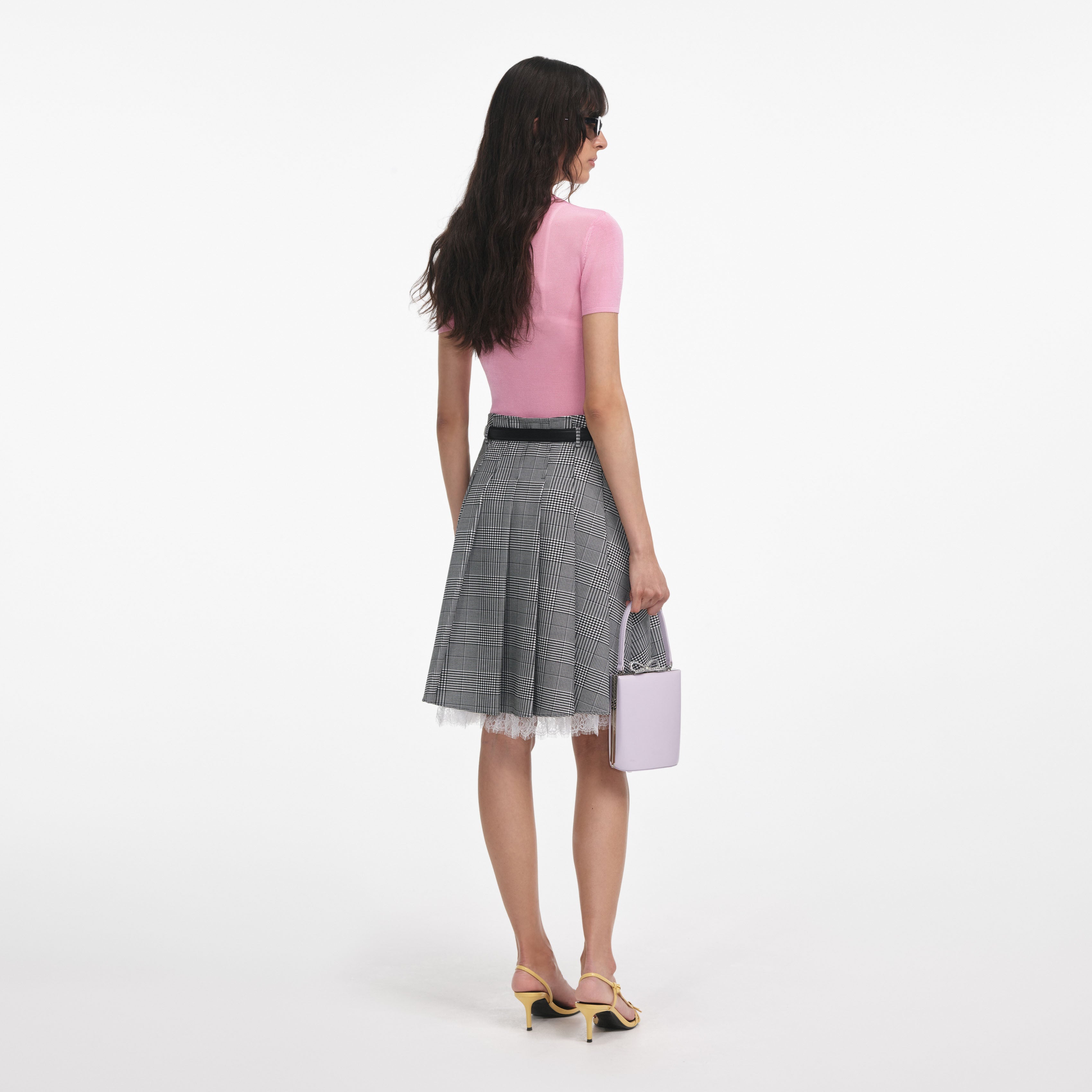 Pink Viscose Knit Short Sleeve Top