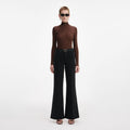 Brown Metallic Viscose Knit Top