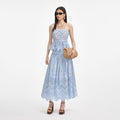 Blue Cotton Broderie Top