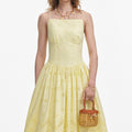 Yellow Cotton Broderie Midi Dress