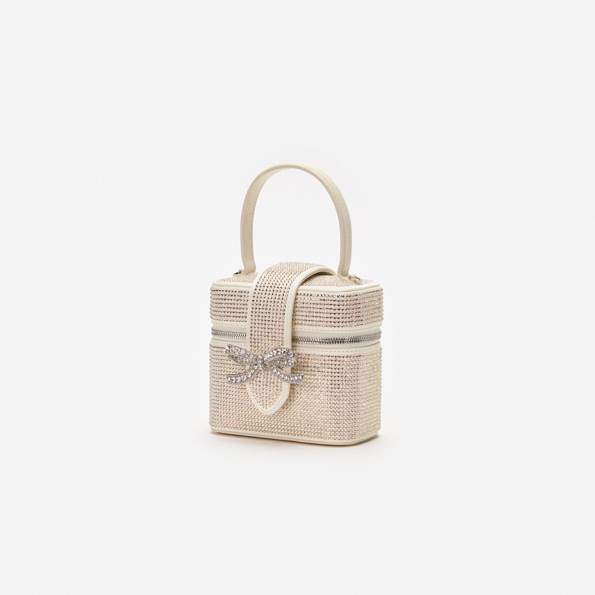 Champagne Satin Rhinestone Vanity Case