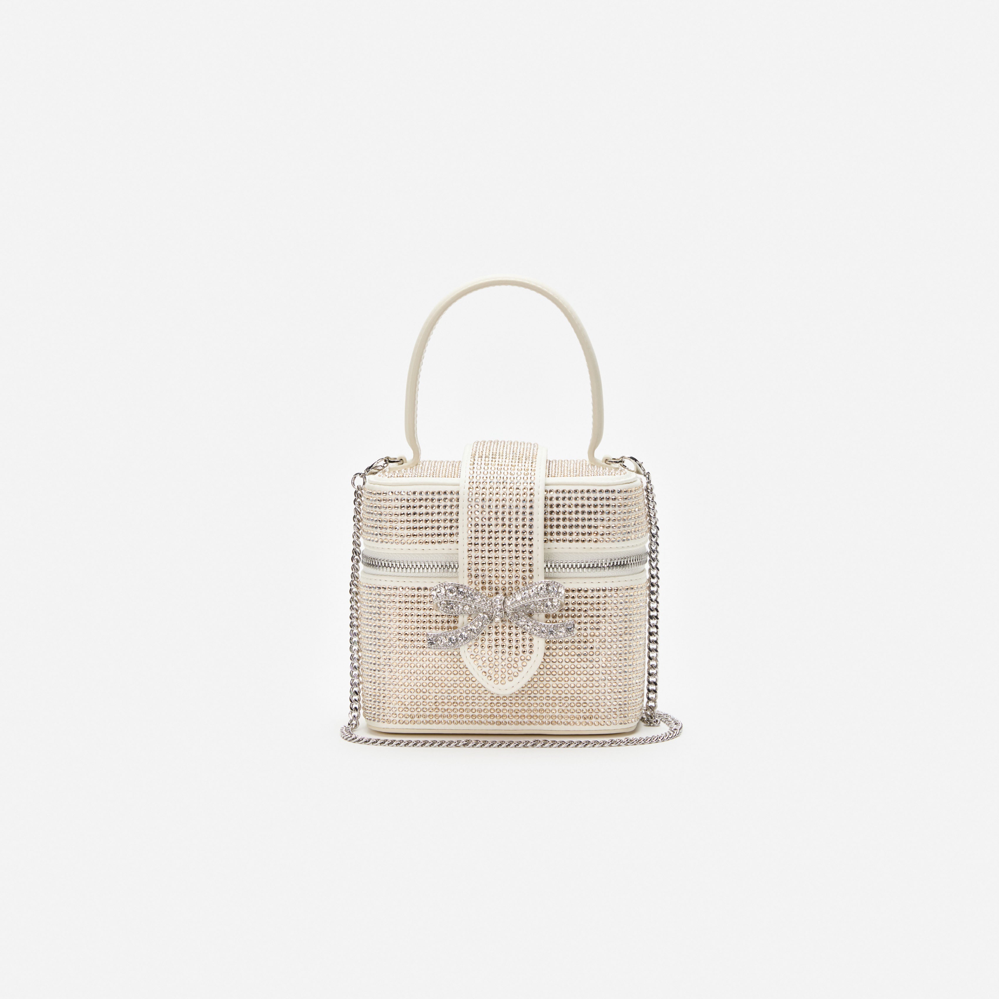 Champagne Satin Rhinestone Vanity Case