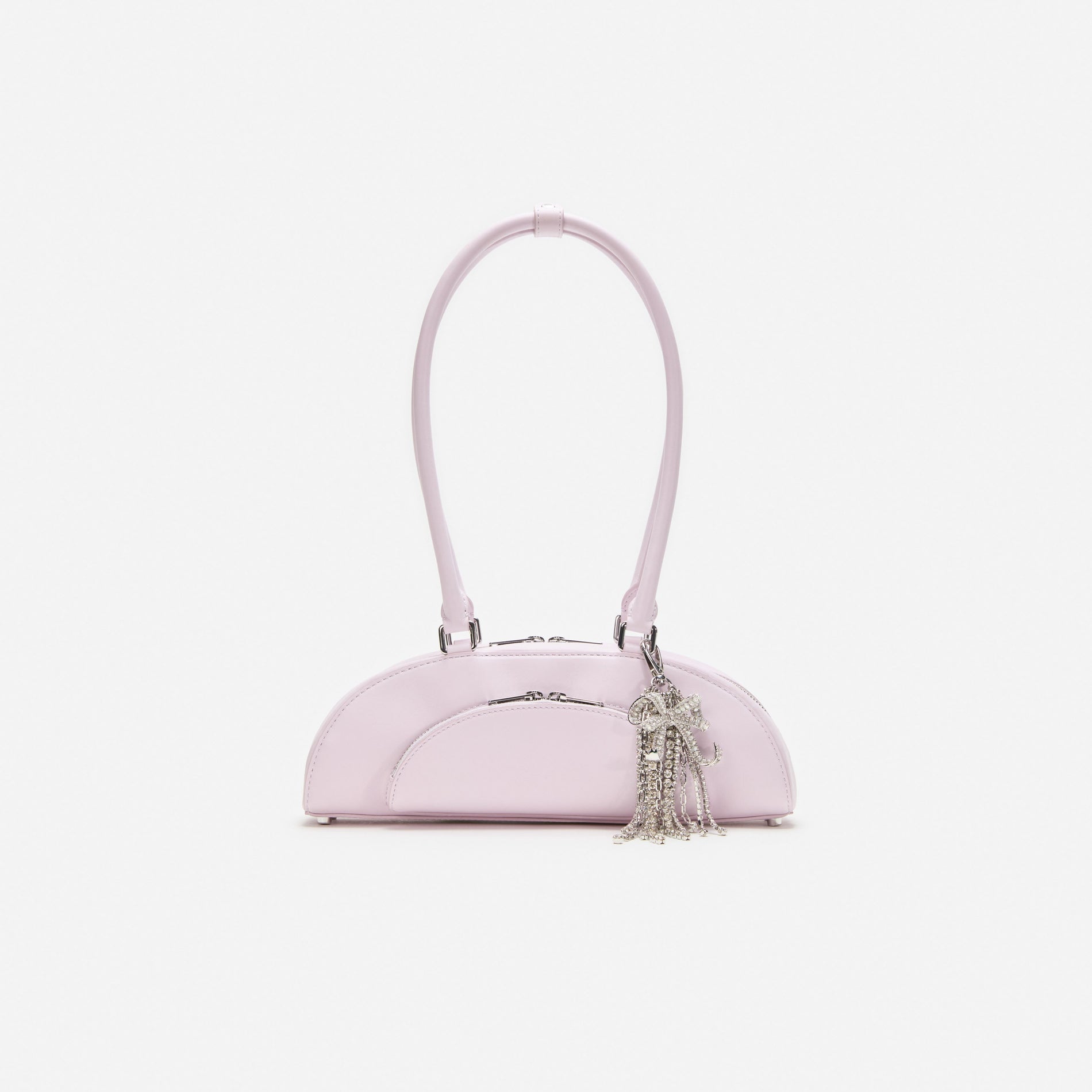 Lilac Leather Curved Charm Shoulder Bag