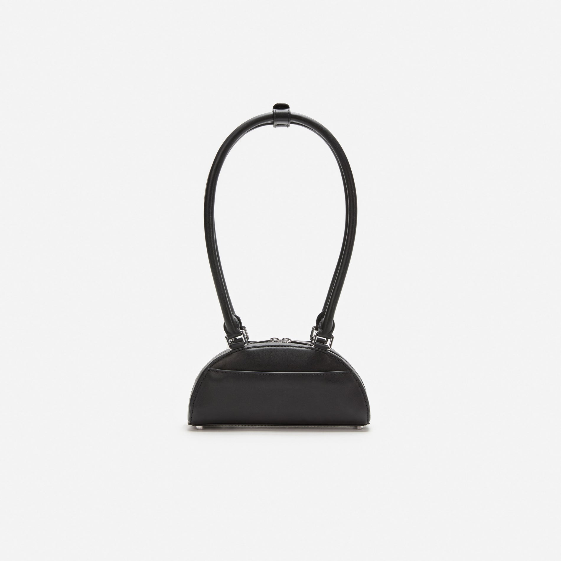 Black Leather Mini Shoulder Bag With Charm