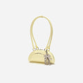 Yellow Leather Mini Shoulder Bag With Charm