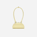 Yellow Leather Mini Shoulder Bag With Charm
