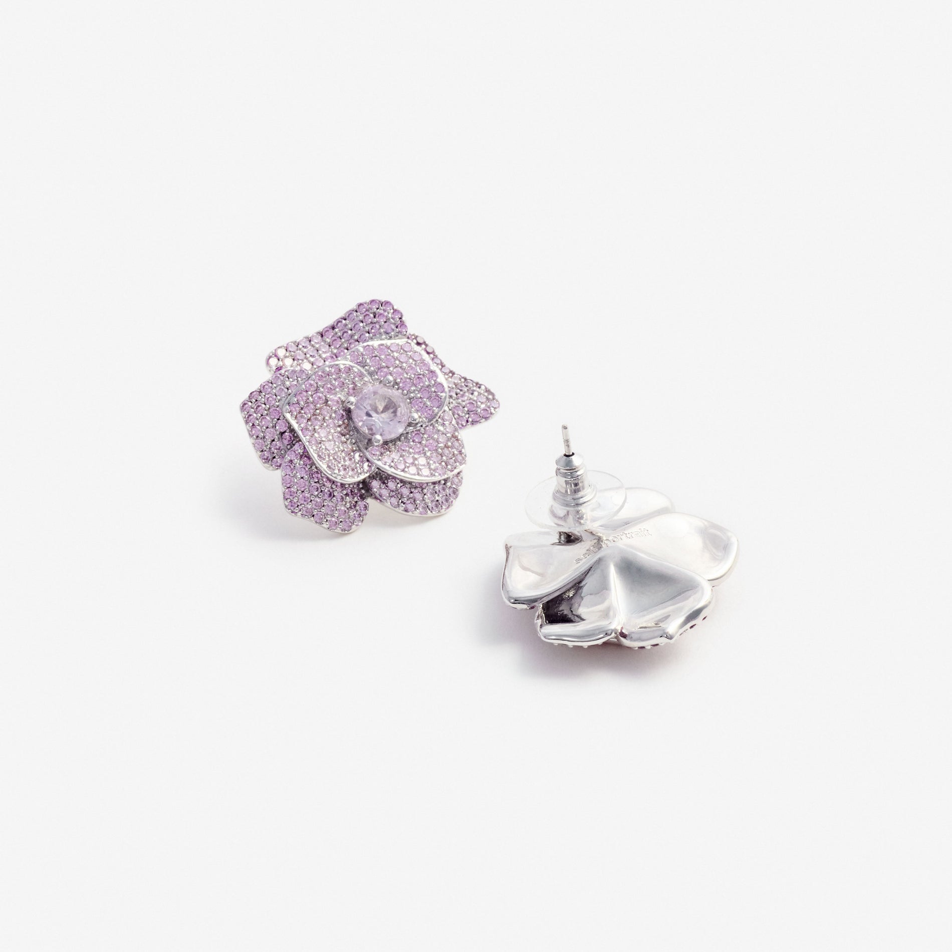 Pink Crystal Flower Earrings