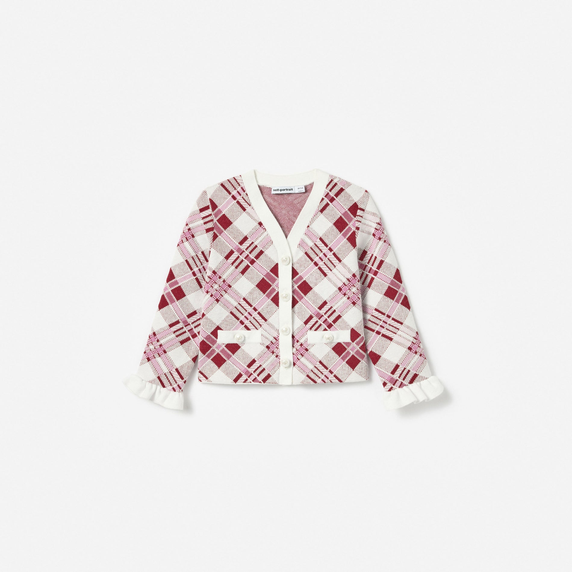 Burgundy Check Cardigan