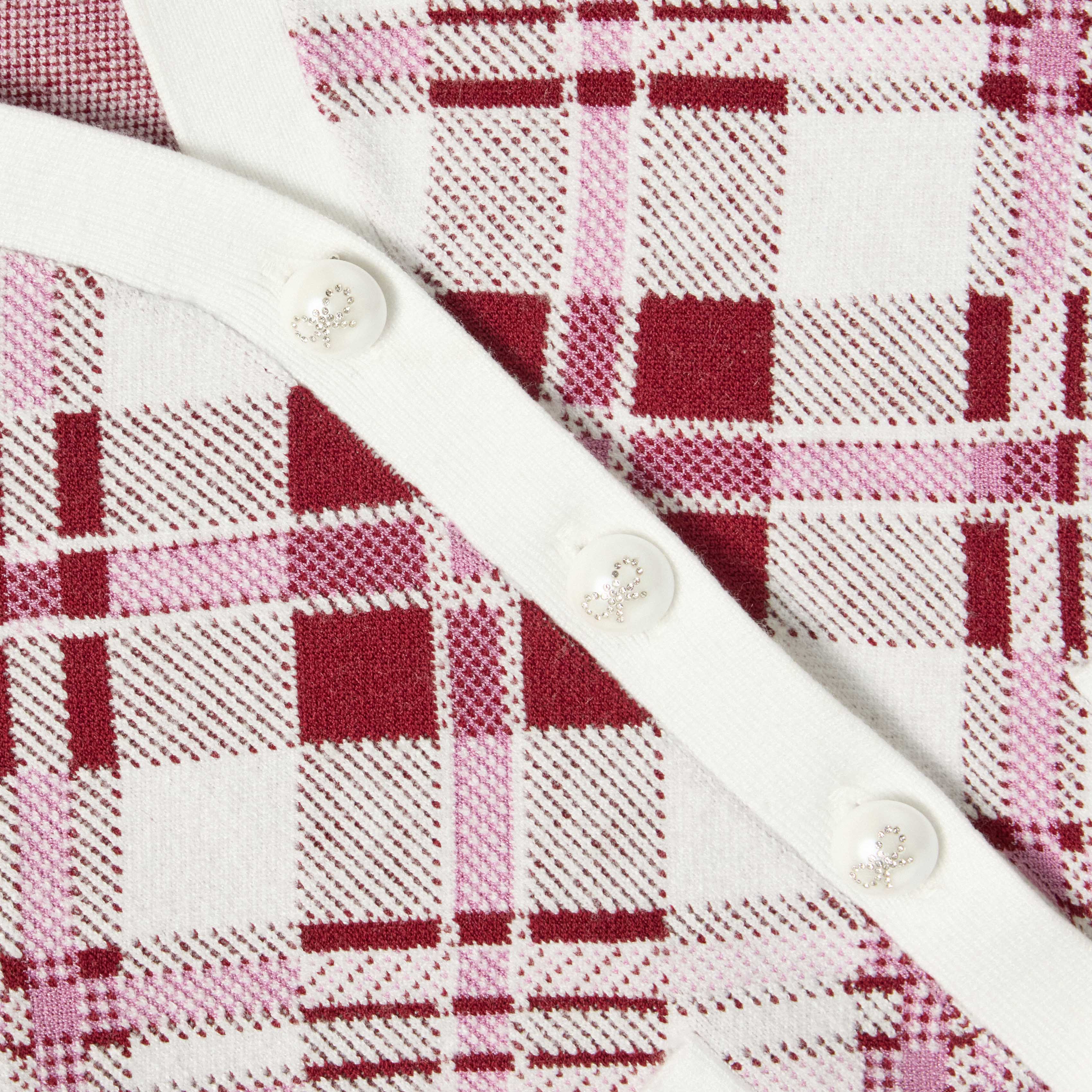 Burgundy Check Cardigan