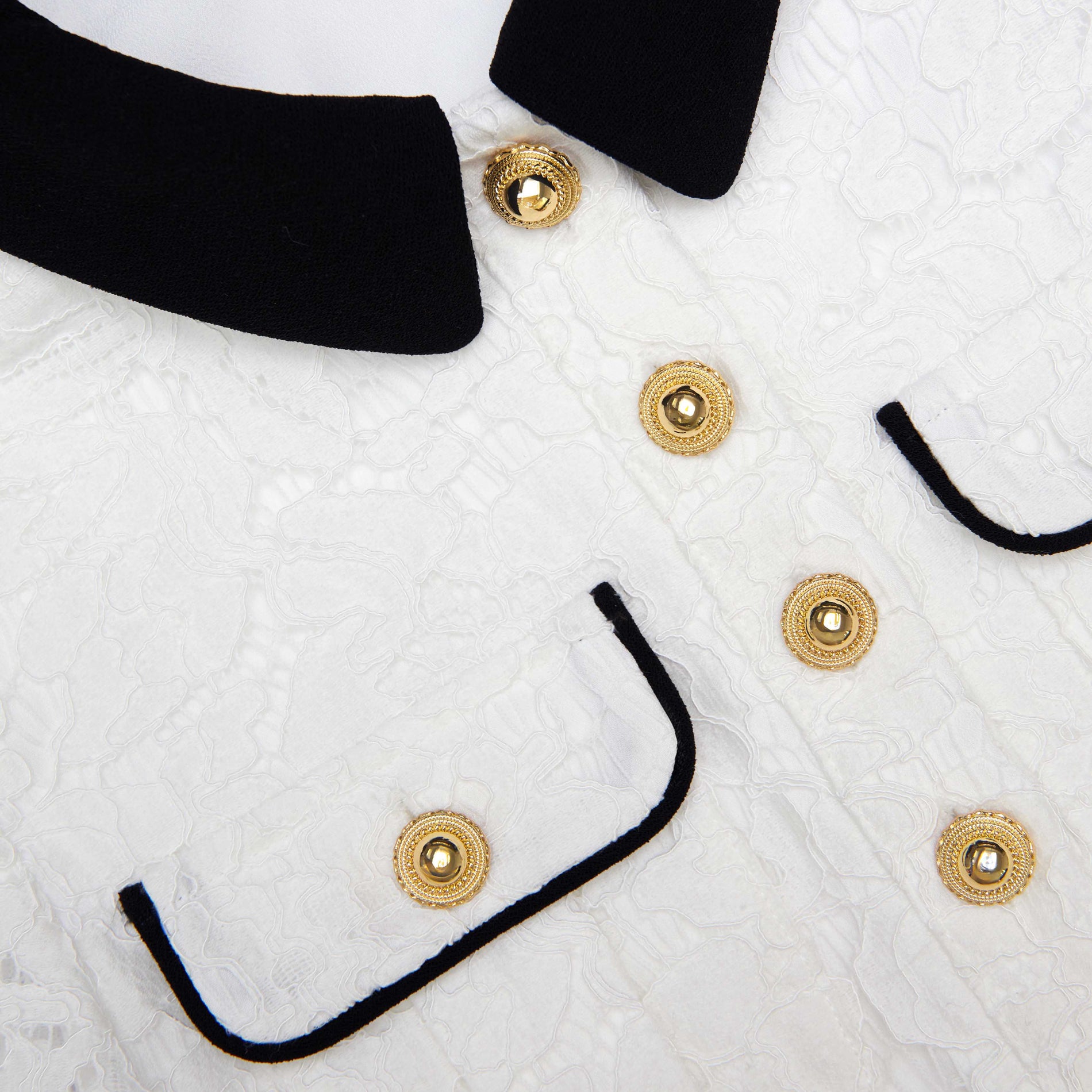 White Lace Contrast Collar Dress