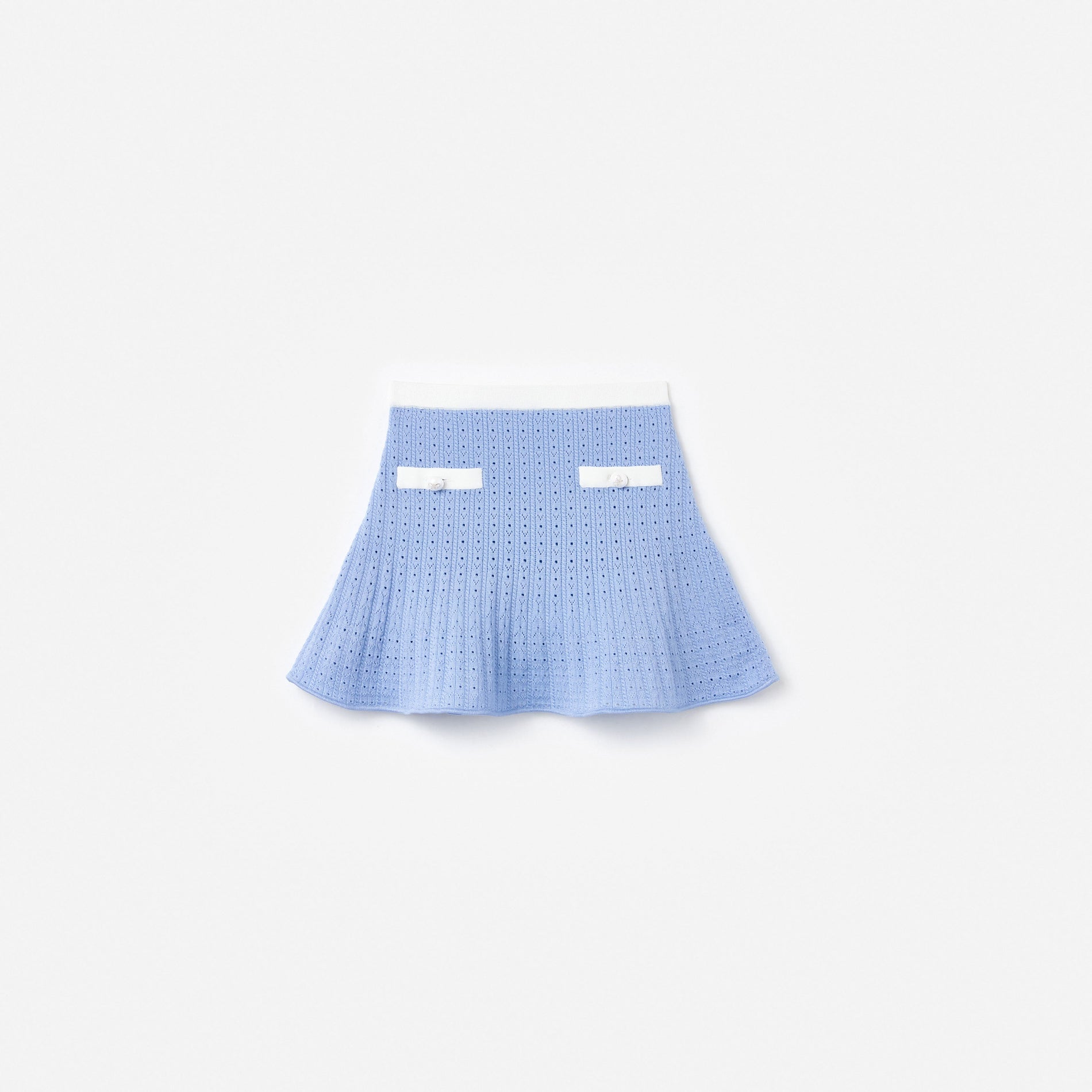 Blue Pointelle Knit Skirt