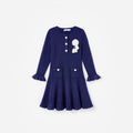 Navy Pointelle Knit Dress