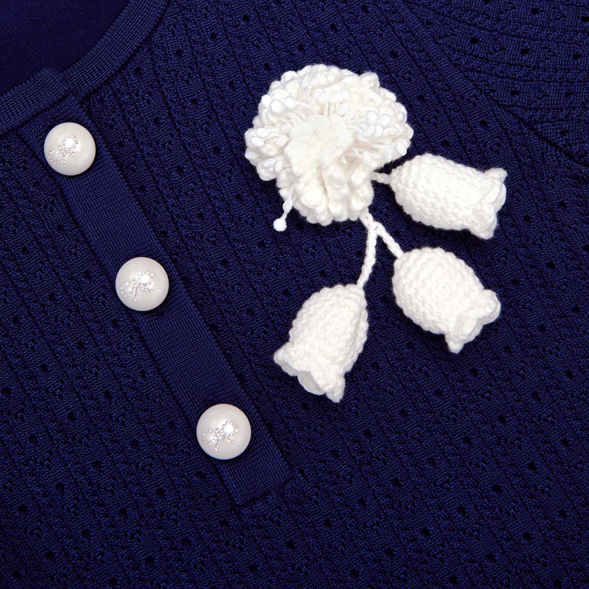 Navy Pointelle Knit Dress