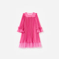 Pink Chiffon Long Sleeve Dress