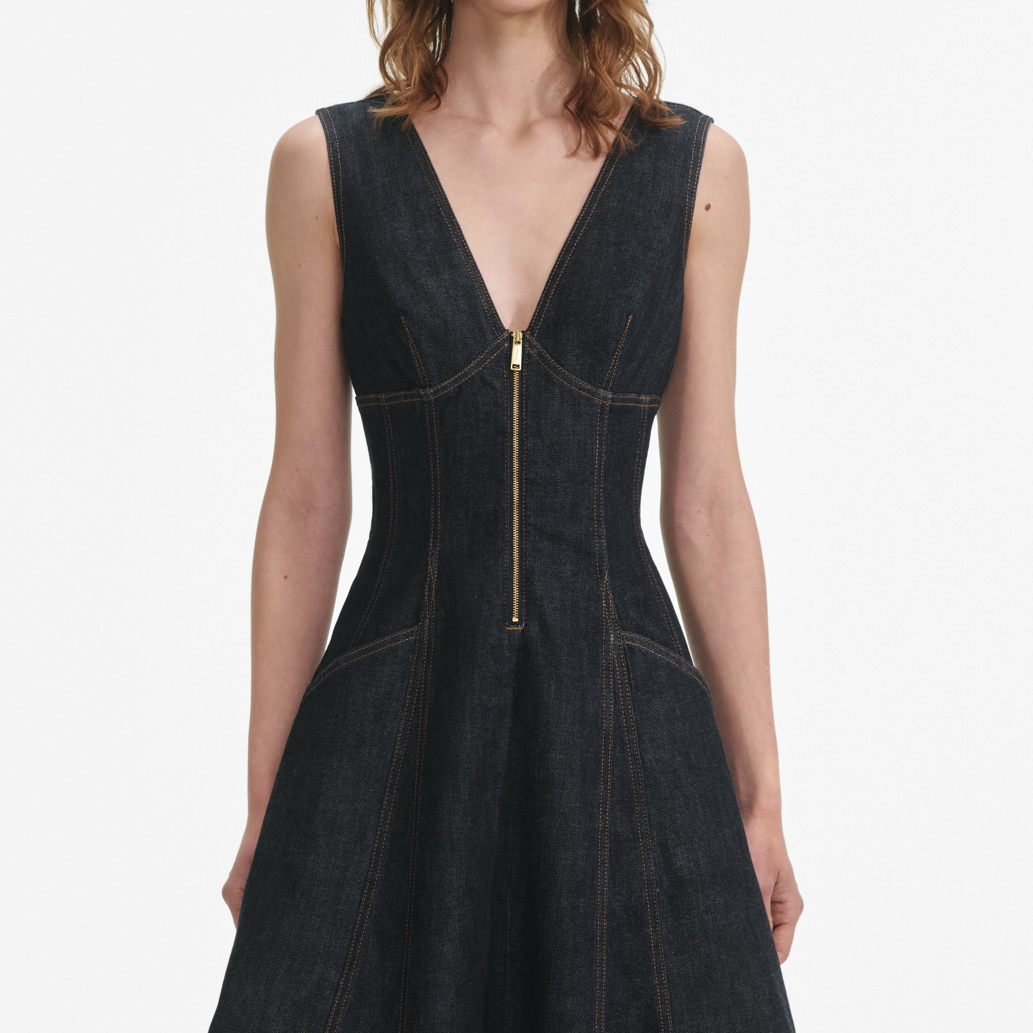 Indigo Denim Midi Dress