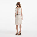 Cream Denim Sleeveless Top