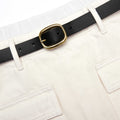 Cream Denim Midi Skirt