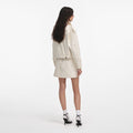 Cream Denim Beaded Floral Jacket