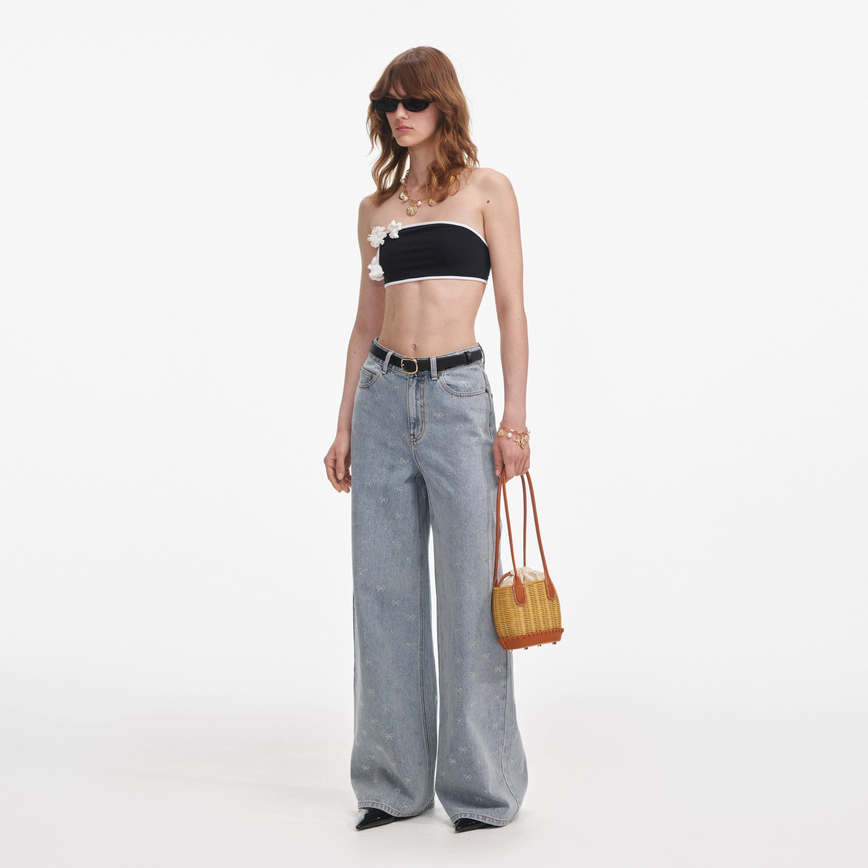 Light Blue Diamante Bow Jeans