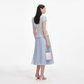 Blue Boucle Bow Midi Dress