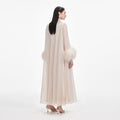 Cream Chiffon Feather Midi Dress