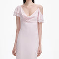 Pink Georgette Frill Midi Dress