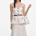 Cream Boucle Bandeau Midi Dress