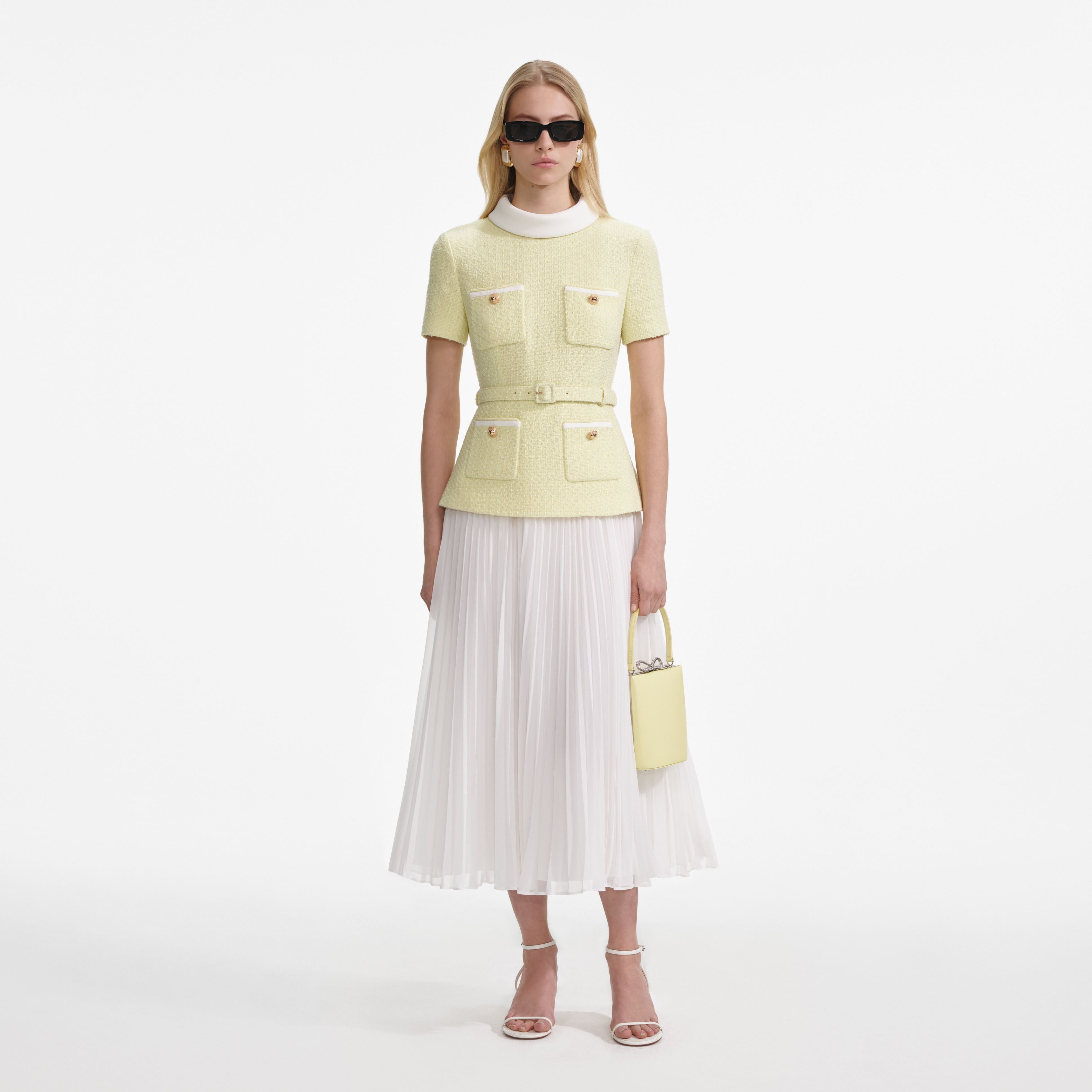 Yellow Boucle Midi Dress